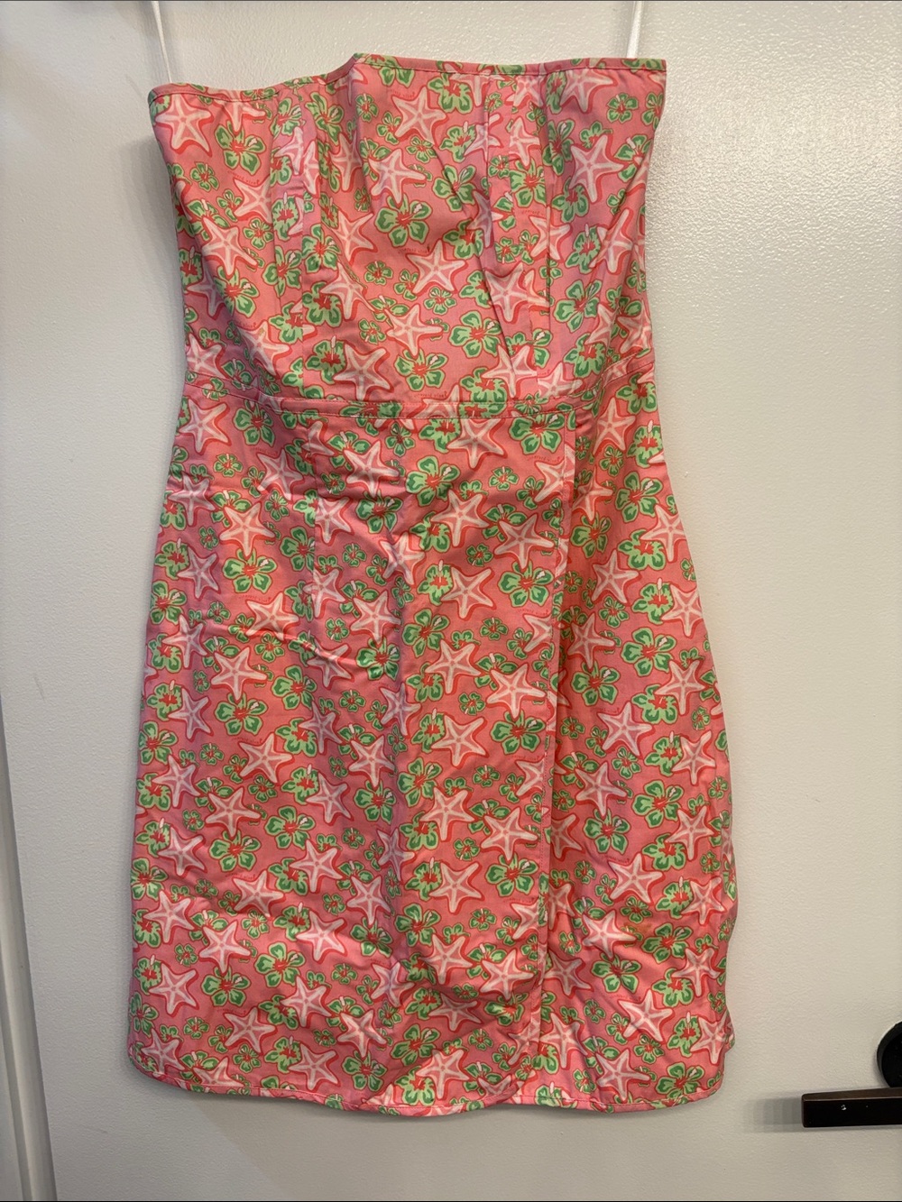 Vineyard Vines Pink & Green Strapless Midi Dress